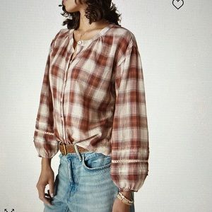 Lucky Brand Women’s Cotton Plaid Button-Front Blouse